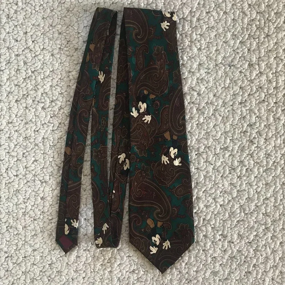 Disney Paisley Mickey Mouse Necktie 100% Silk
